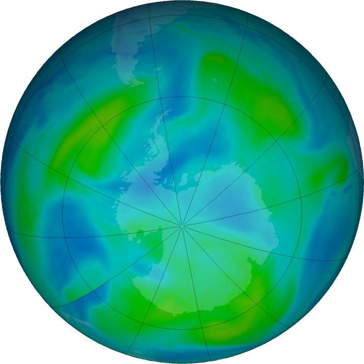 Antarctic ozone map for 25 February 2017